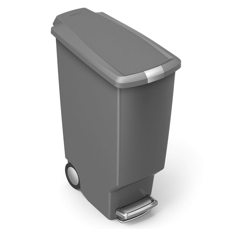 simplehuman سلة مهملات مطبخ رفيعة بسعة 40 لتر / 10.6 جالون من سيمبل هيومن مع قفل منزلق آمن، بلاستيك رمادي - Image 4